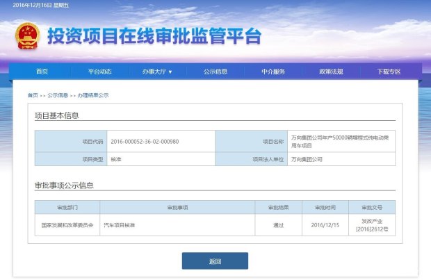 年产5万台 万向汽车获新能源车生产资质