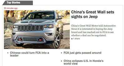长城确认要收购Jeep品牌 为实现SUV全球销量第一！