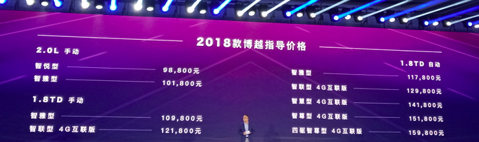 2018款吉利博越上市 售价9.88-15.98万元