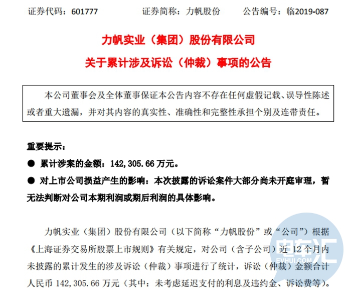 累计诉讼金额超14亿 力帆股份危机再现?