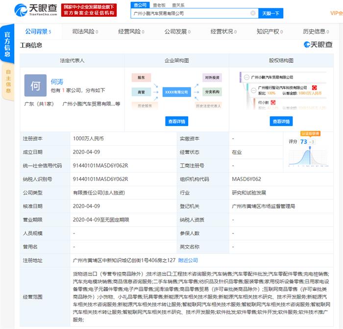 小鹏全资成立贸易公司 加速渠道拓展 