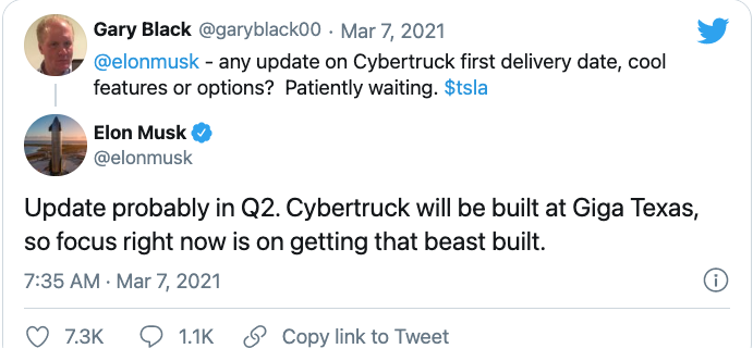 特斯拉可能在第二季度发布Cybertruck更新