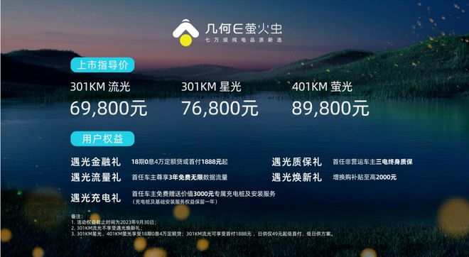6.98万元起售几何E萤火虫来了
