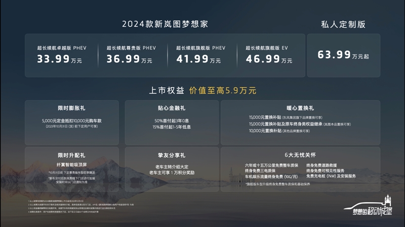 打破续航记录 2024款新岚图梦想家33.99万起